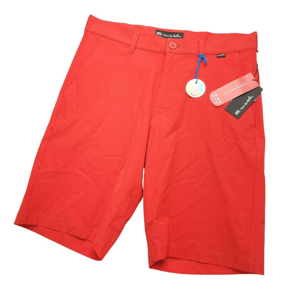 Travis Mathew Shorts Mens 30 Red Prestige 777 Golf Performance Chino Stretch